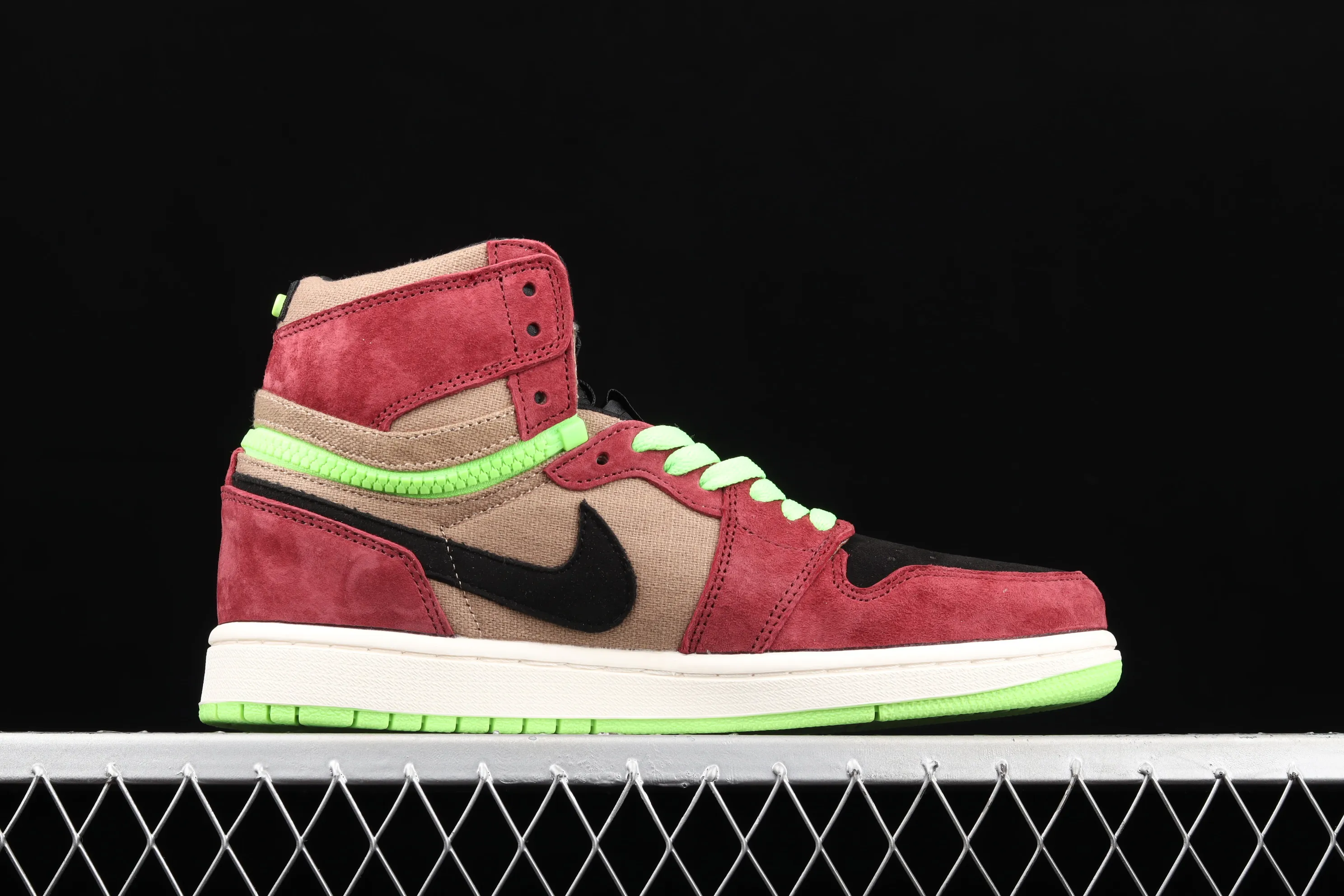 All categories Air Jordan Jordan series basketball shoes Air Jordan 1 High Z version Air Jordan 1 Switch AJ1 Joe 1 dark red zipper high-top cultural basketball shoes CW6576-600